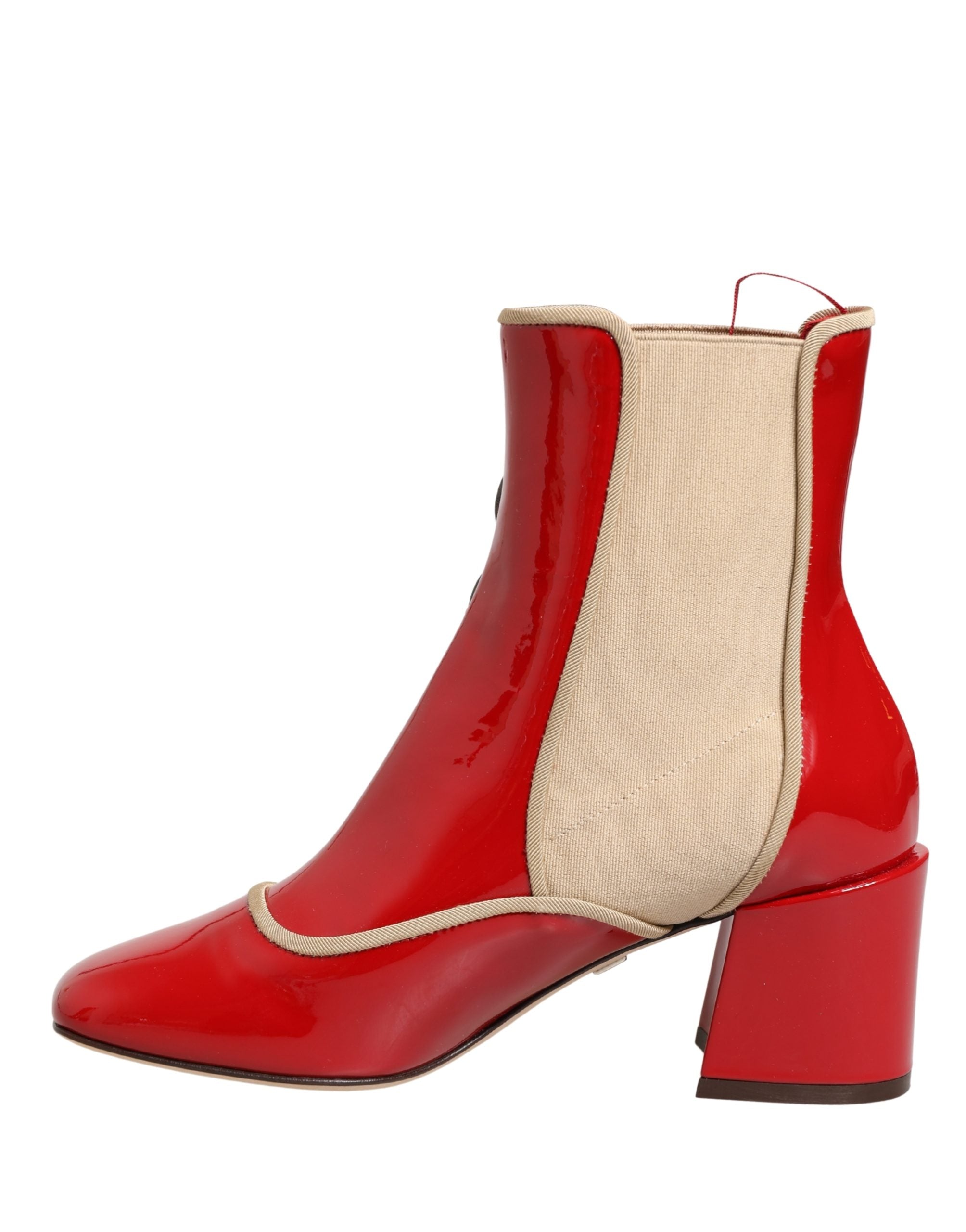 Red Button Embellished Ankle Boots Shoes