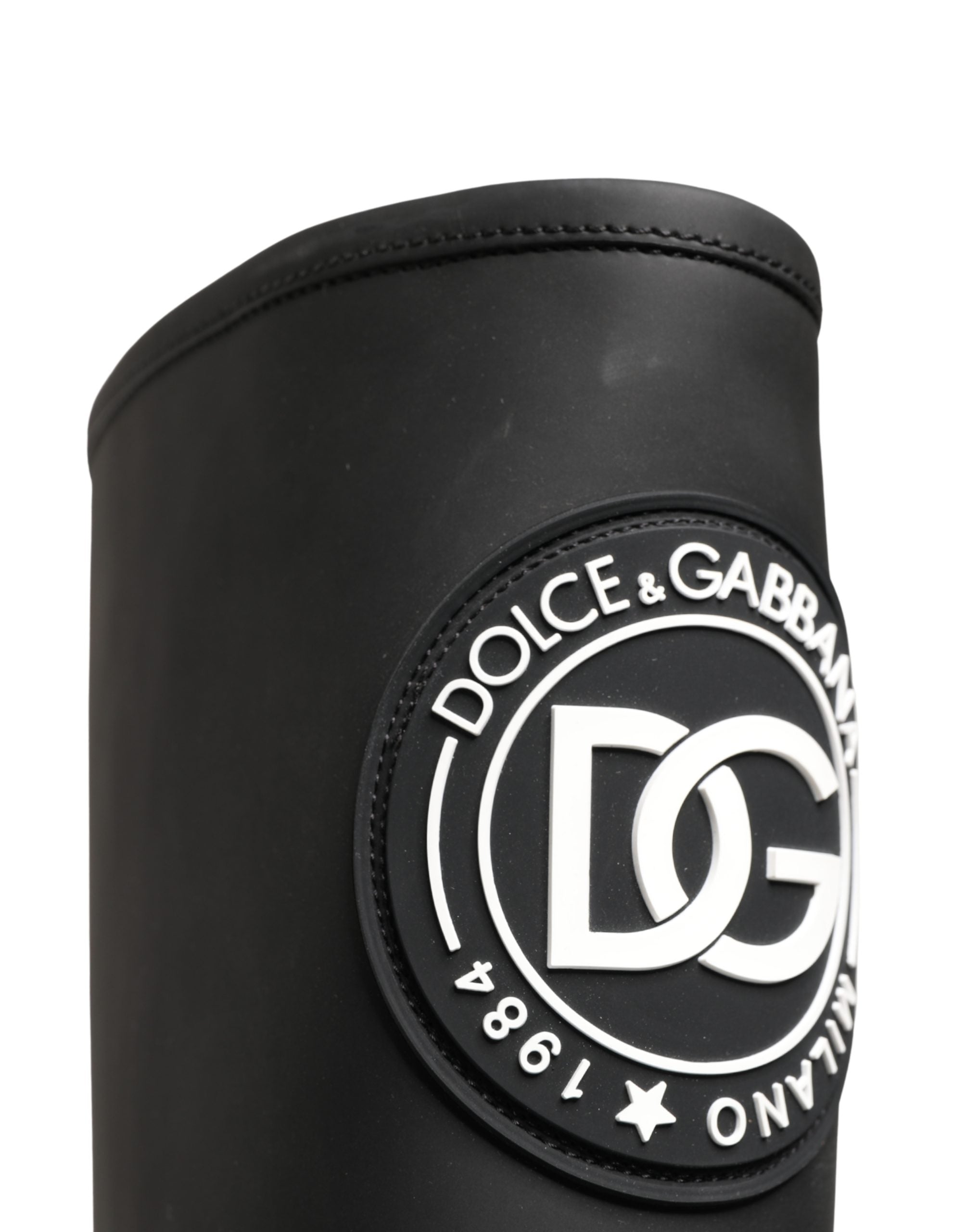 Black Rubberised Leather High Boots Shoes