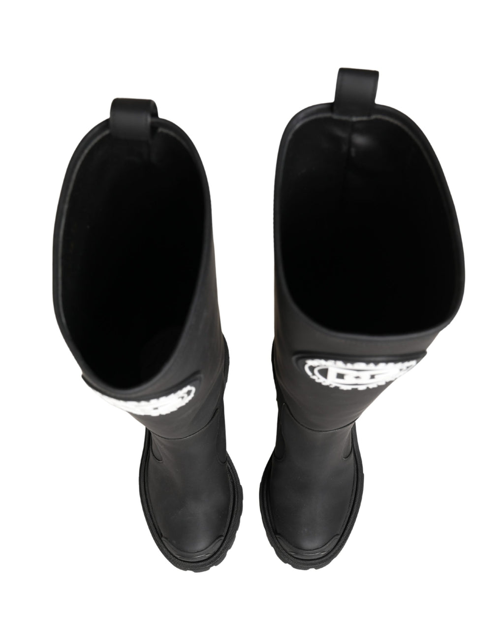 Black Rubberised Leather High Boots Shoes