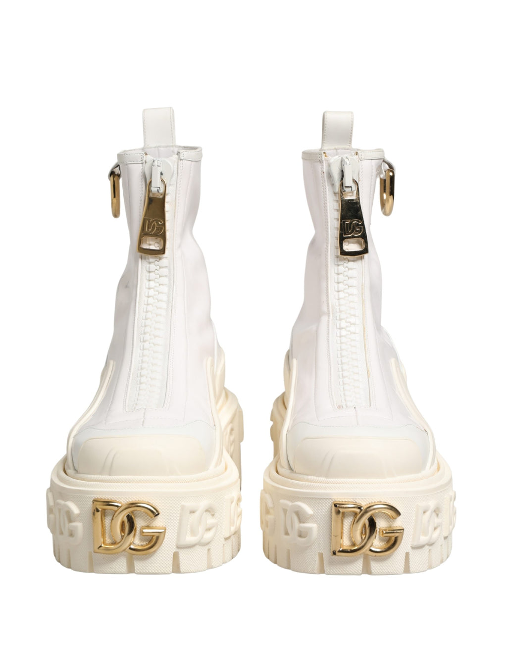 White Leather Rubber Logo Ankle Boots Shoes