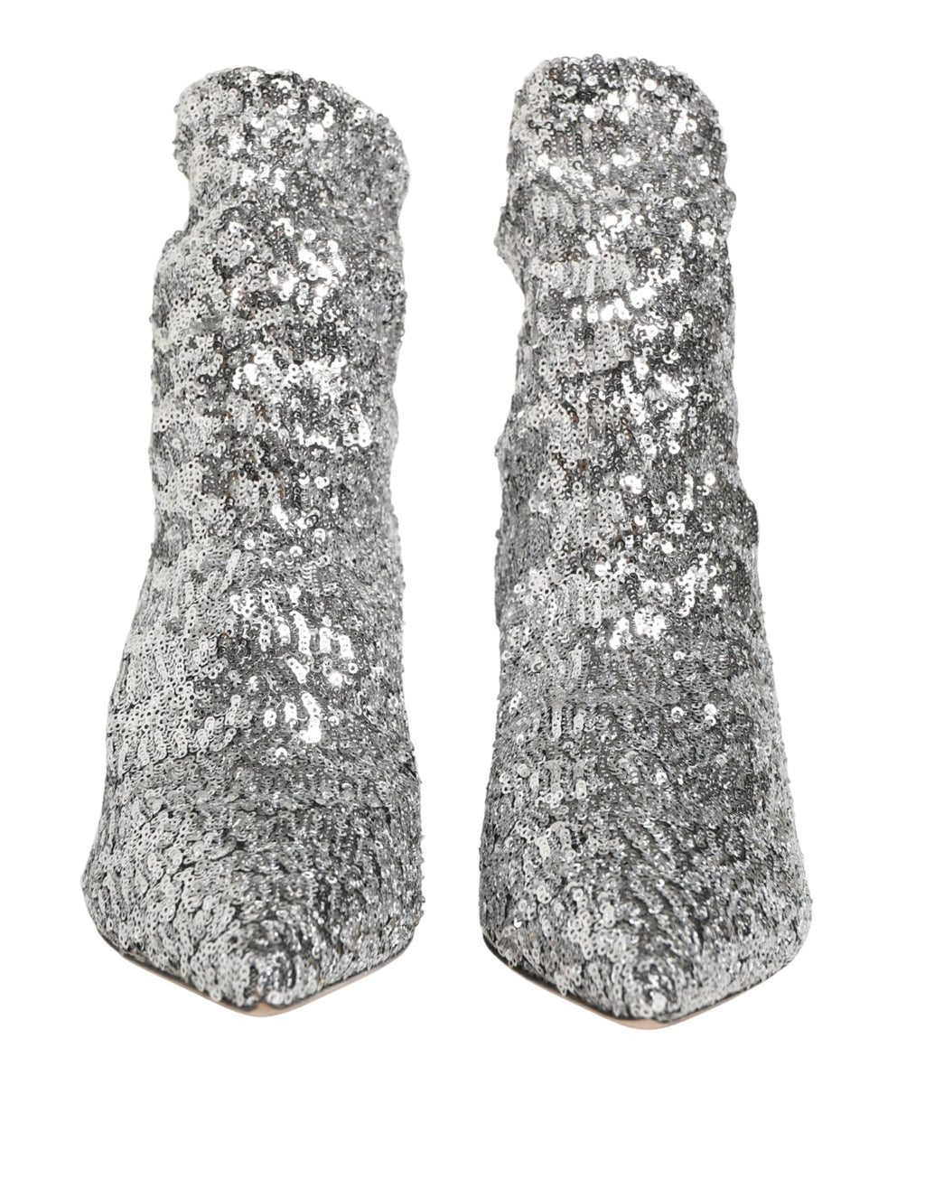 Silver Sequined Short Boots Stretch Shoes