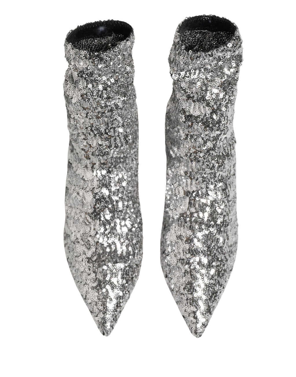 Silver Sequined Short Boots Stretch Shoes
