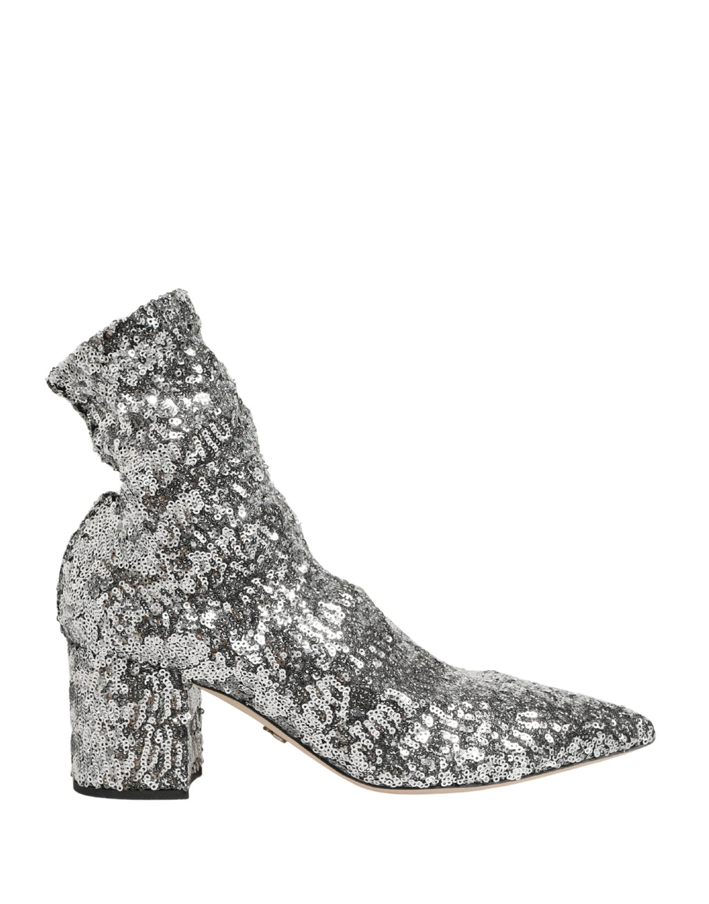 Silver Sequined Short Boots Stretch Shoes