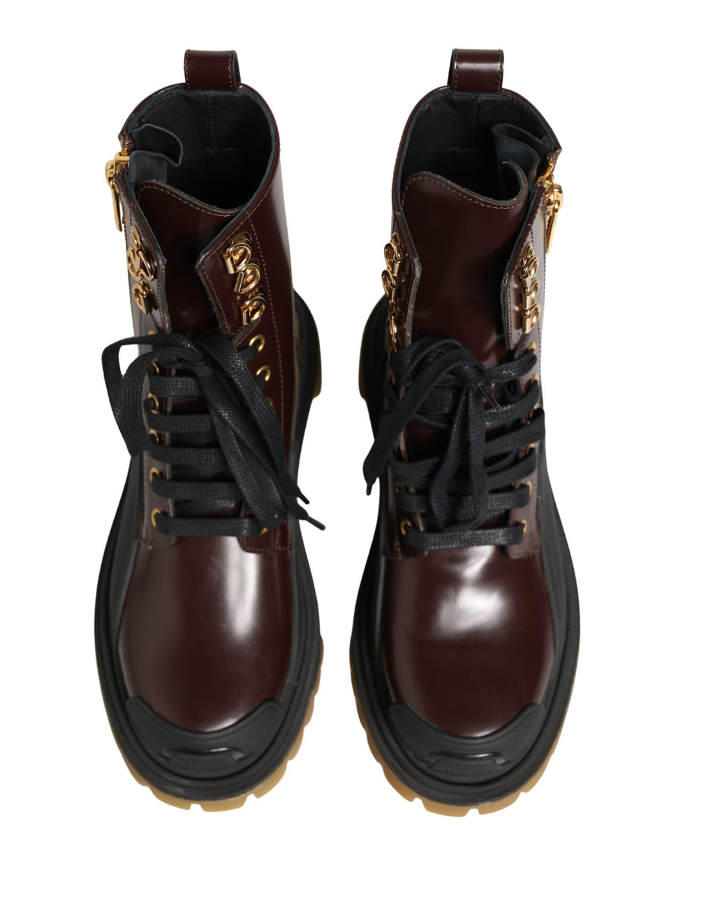 Maroon Leather Lace Up Biker Boots Shoes