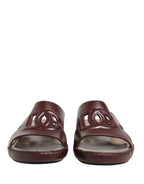 Maroon Leather Cutout DG Logo Sandals Shoes