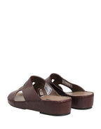 Maroon Leather Cutout DG Logo Sandals Shoes