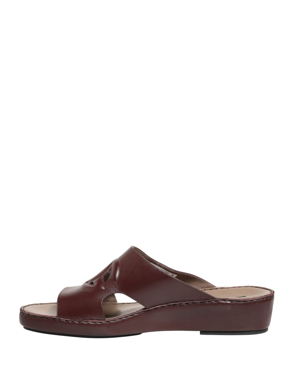 Maroon Leather Cutout DG Logo Sandals Shoes