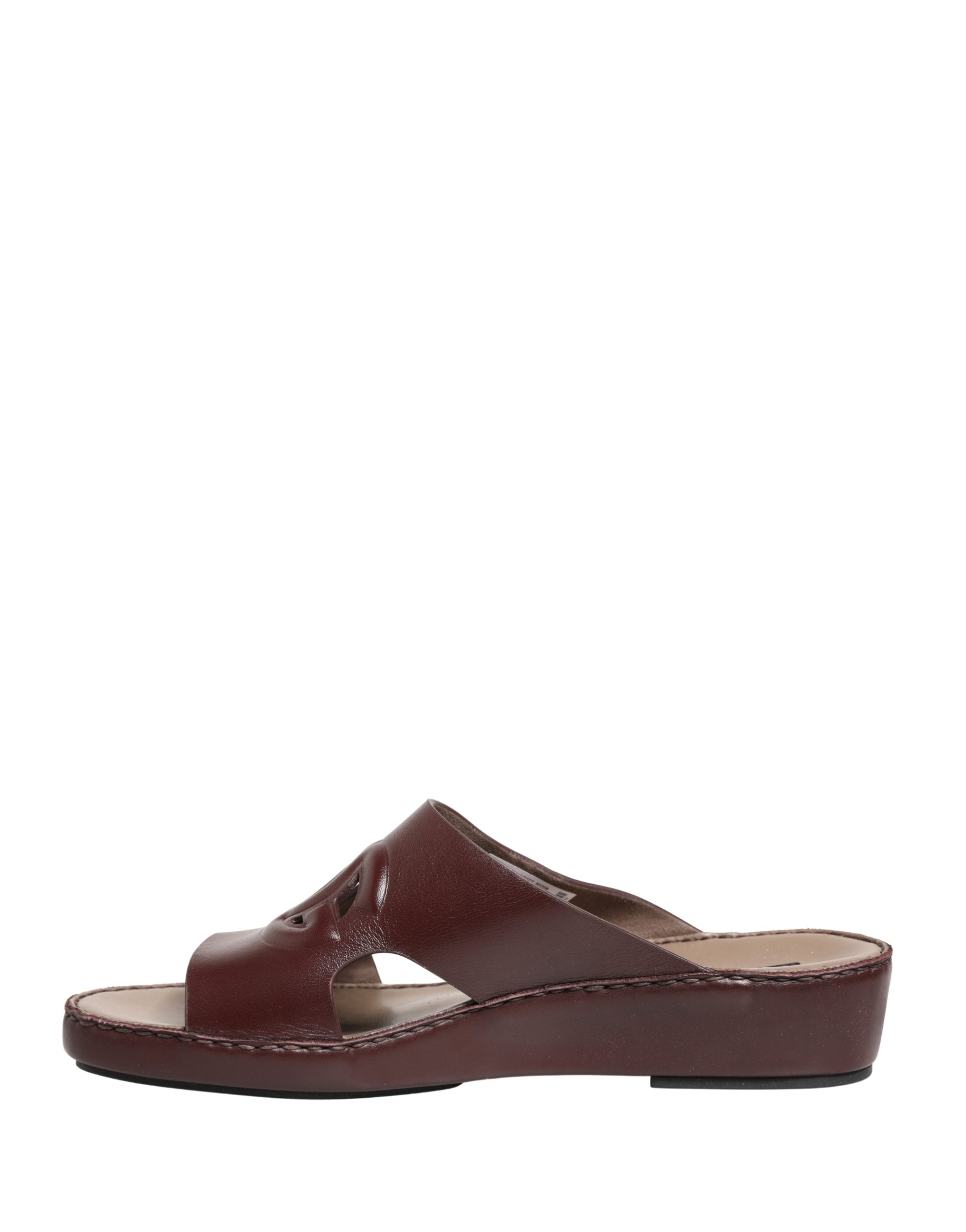 Maroon Leather Cutout DG Logo Sandals Shoes