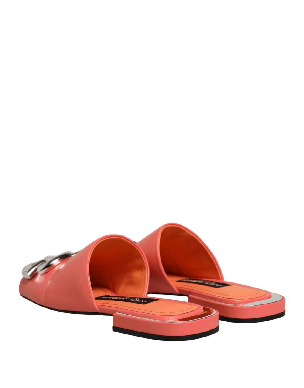 Orange DG Logo Leather Flats Sandals Shoes