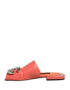 Orange DG Logo Leather Flats Sandals Shoes