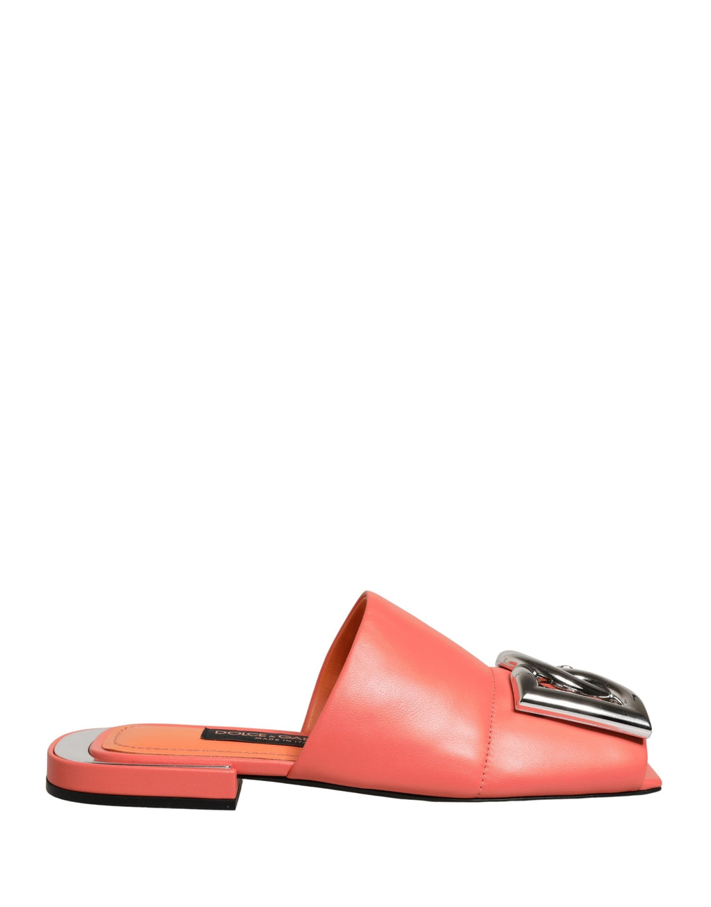 Orange DG Logo Leather Flats Sandals Shoes