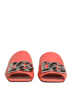 Orange DG Logo Leather Flats Sandals Shoes
