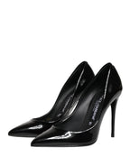 Black Calf Leather Stiletto Heels Pumps Shoes