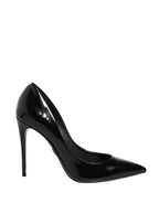Black Calf Leather Stiletto Heels Pumps Shoes