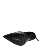 Black Calf Leather Stiletto Heels Pumps Shoes