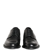 Black Calfskin Leather Derby Men Dress Shoes