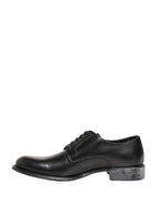 Black Calfskin Leather Derby Men Dress Shoes