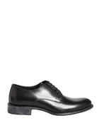 Black Calfskin Leather Derby Men Dress Shoes