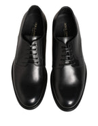 Black Calfskin Leather Derby Men Dress Shoes