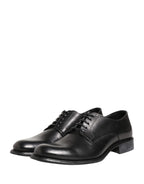 Black Calfskin Leather Derby Men Dress Shoes