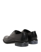 Black Calfskin Leather Derby Men Dress Shoes