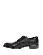 Black Calfskin Leather Derby Men Dress Shoes