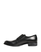 Black Calfskin Leather Derby Men Dress Shoes