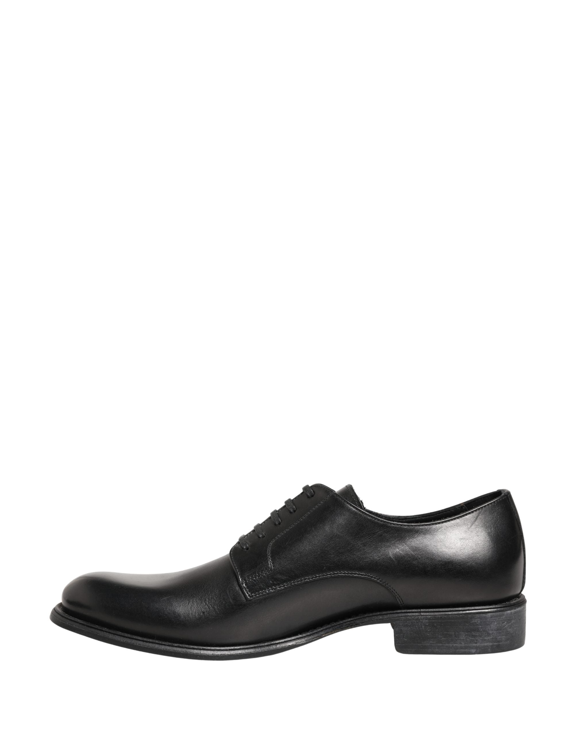 Black Calfskin Leather Derby Men Dress Shoes