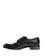 Black Calfskin Leather Derby Men Dress Shoes
