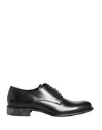 Black Calfskin Leather Derby Men Dress Shoes