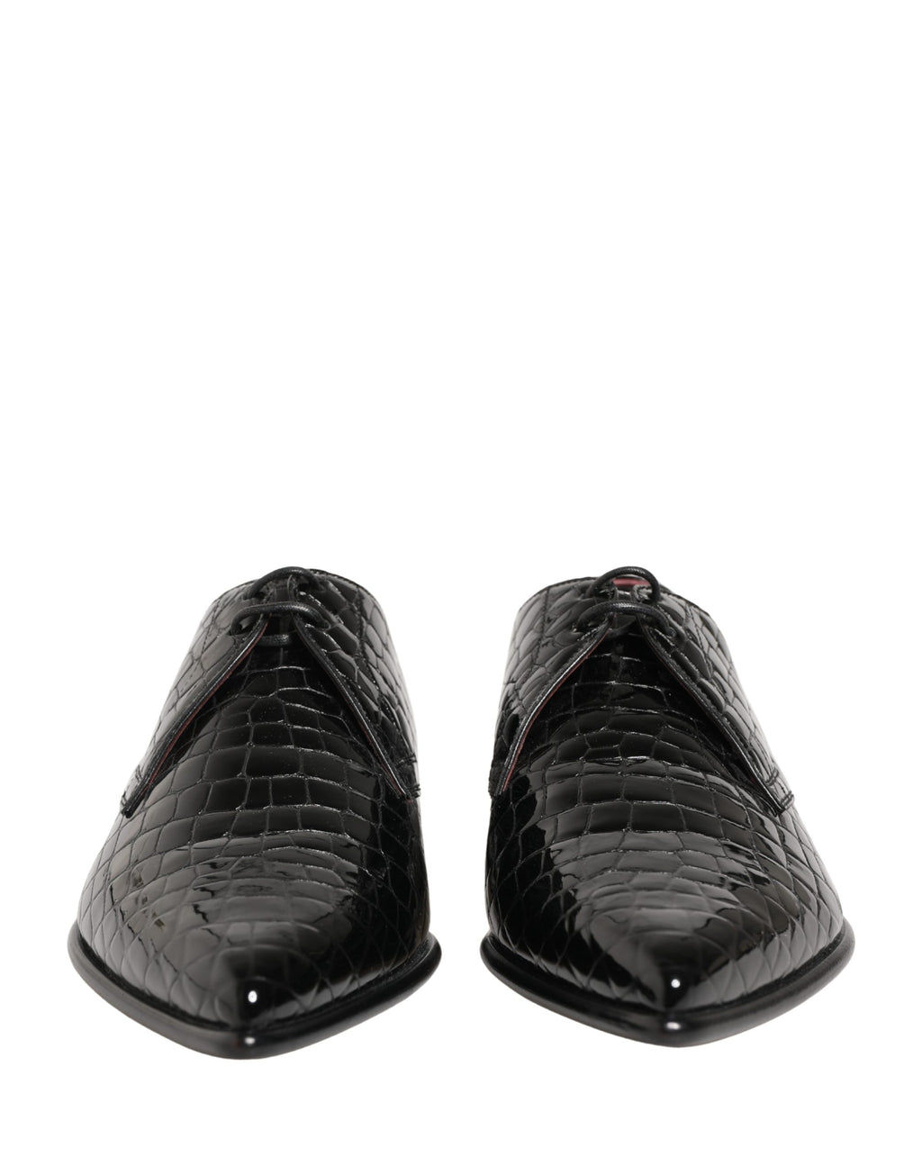Black Exotic Leather Derby Men Dress Shoes