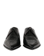 Black Exotic Leather Derby Men Dress Shoes