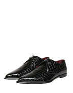 Black Exotic Leather Derby Men Dress Shoes