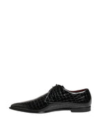 Black Exotic Leather Derby Men Dress Shoes