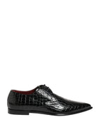 Black Exotic Leather Derby Men Dress Shoes