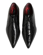 Black Exotic Leather Derby Men Dress Shoes