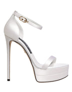 White Platform Ankle Strap Sandals Shoes