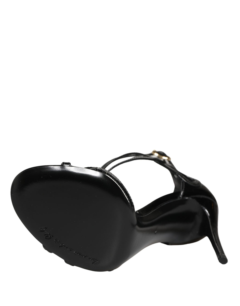 Black Leather Stiletto Heel Sandals Shoes