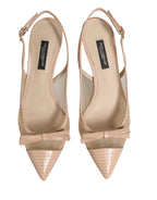 Beige Lori Mesh Leather Slingback Sandals Shoes