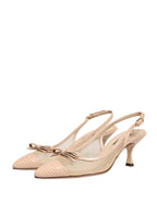 Beige Lori Mesh Leather Slingback Sandals Shoes