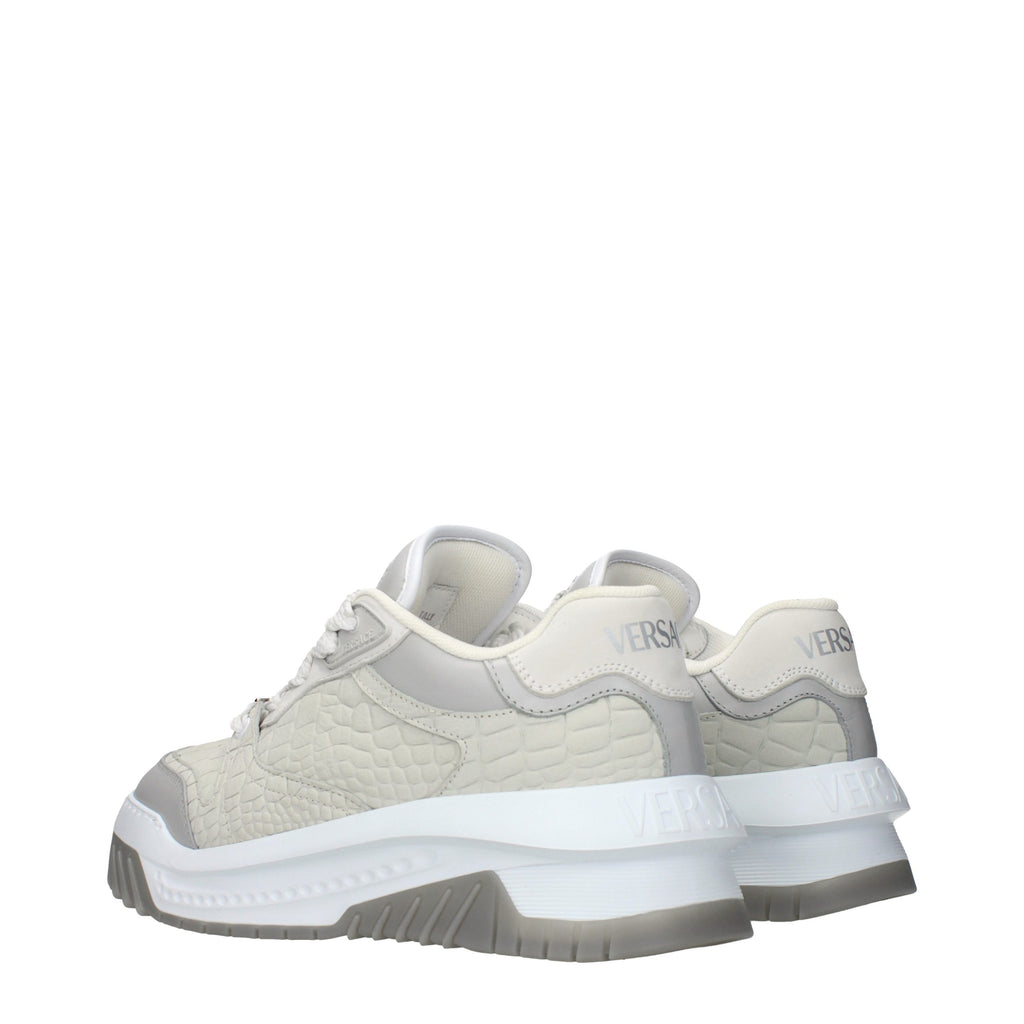 Gray Leather Low Top Sneakers