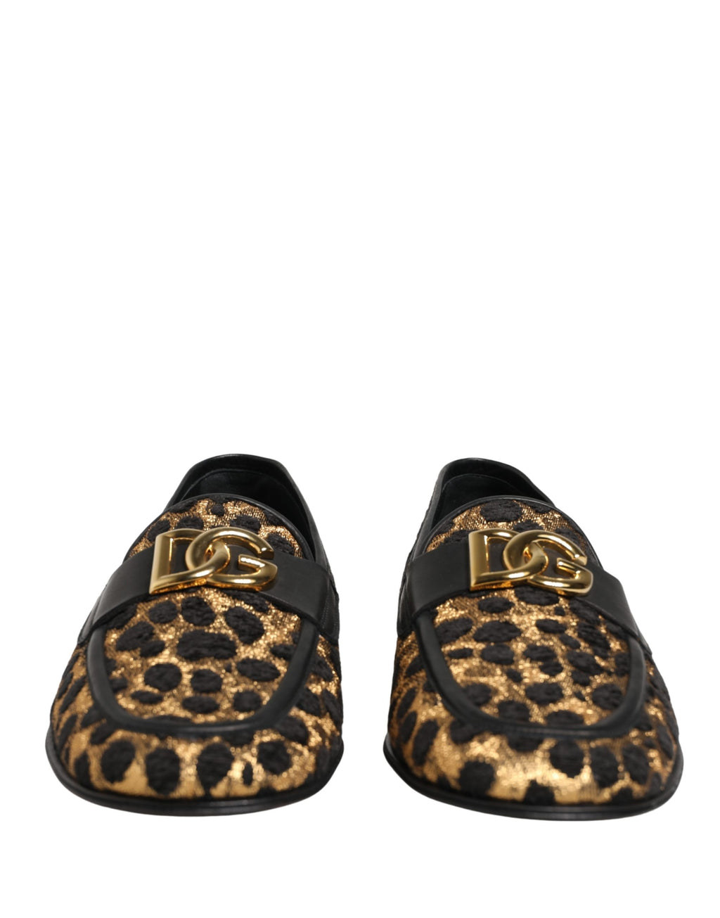 Black Gold Leopard Pony Skin Loafers Shoes