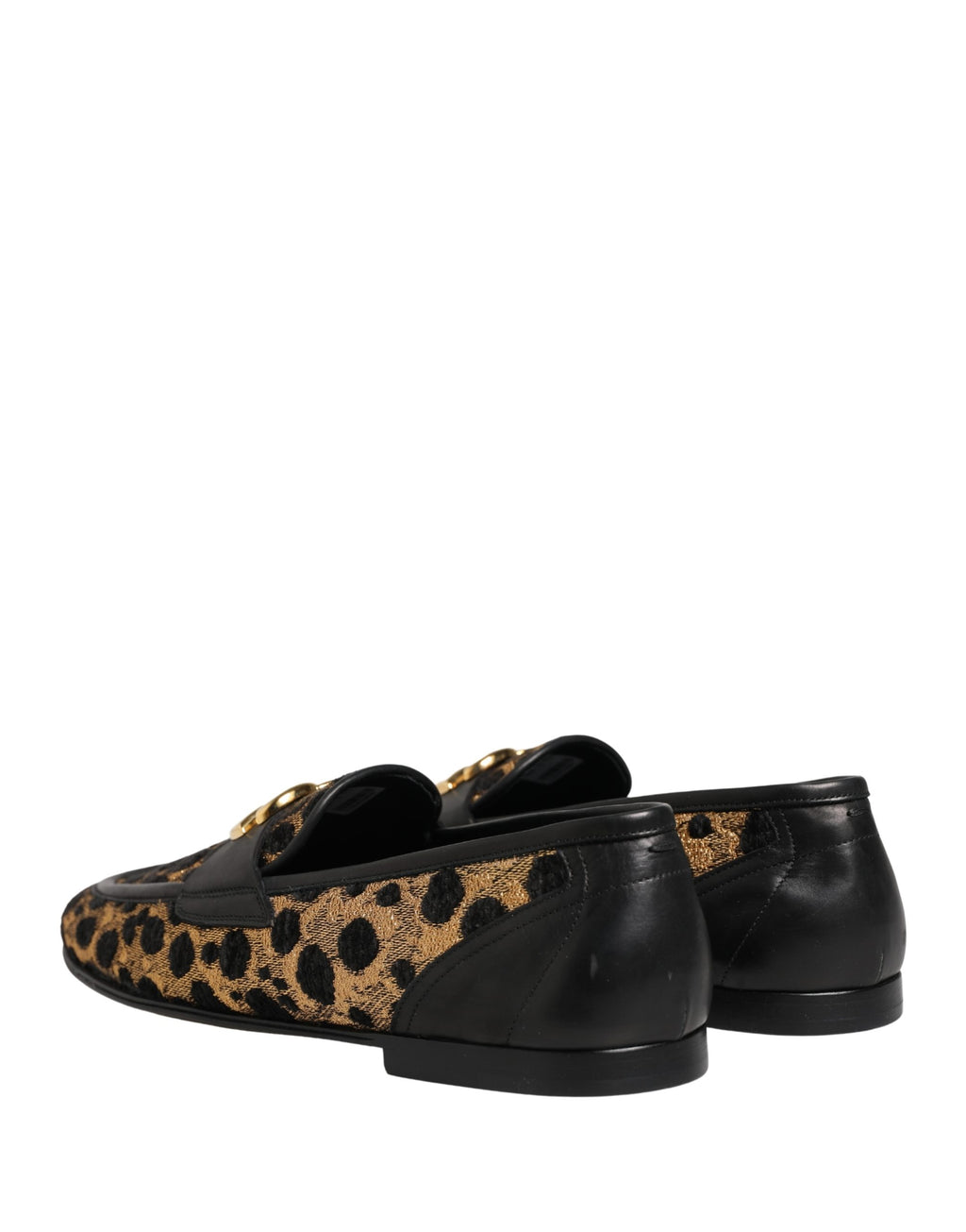 Black Gold Leopard Pony Skin Loafers Shoes
