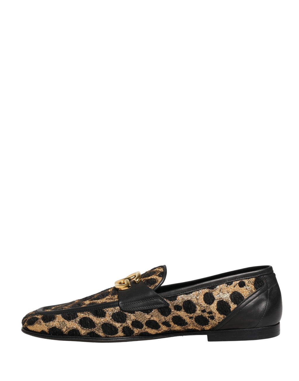 Black Gold Leopard Pony Skin Loafers Shoes