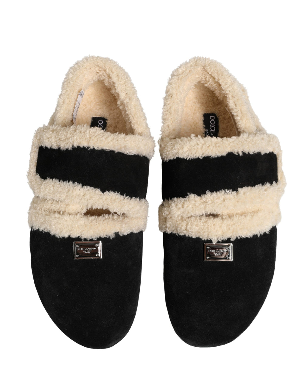 Beige Black Faux Fur Flats Men Sandals Shoes