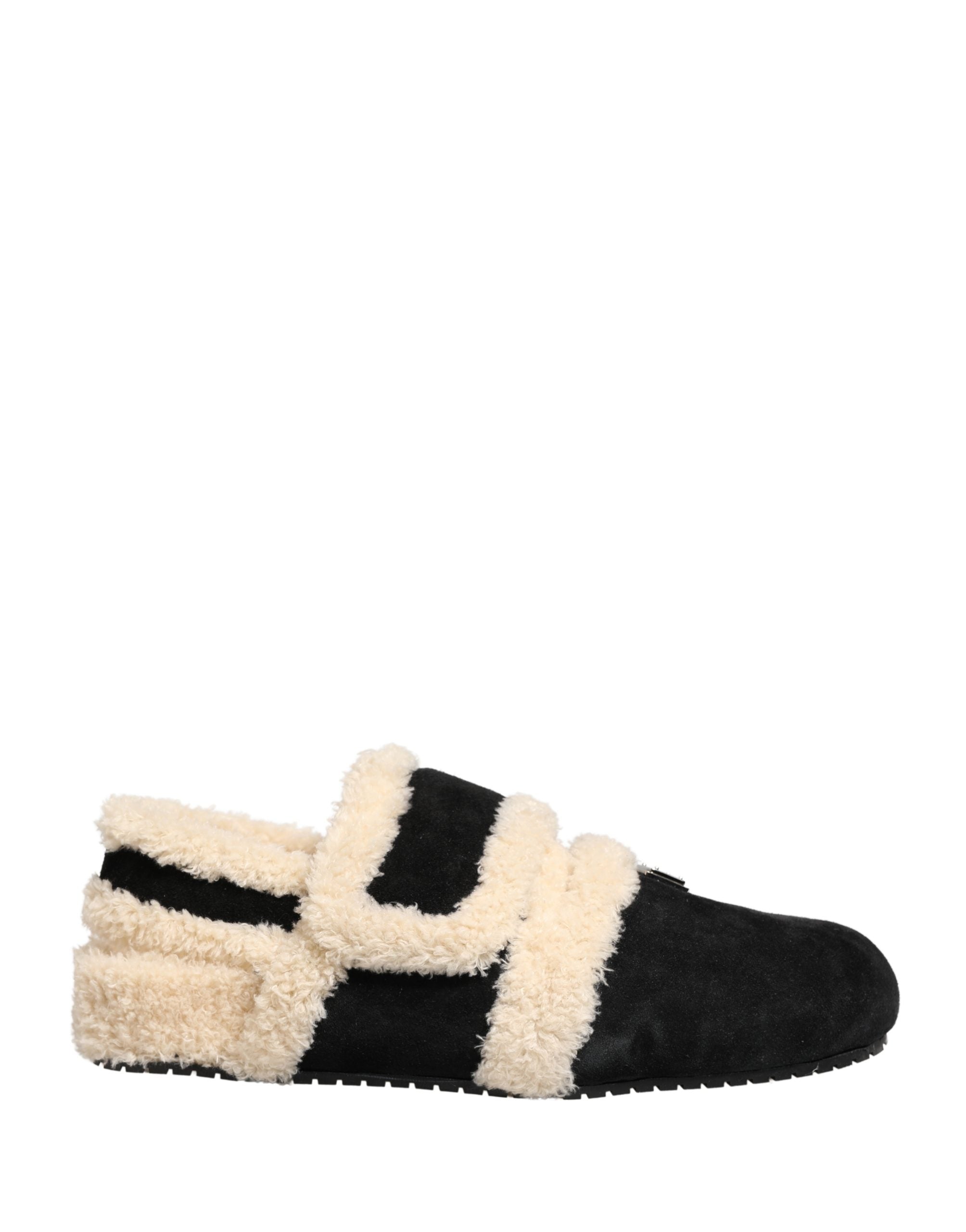 Beige Black Faux Fur Flats Men Sandals Shoes