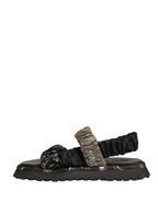 Black Ruching Detail Flats Men Sandals Shoes