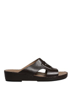Brown Leather Cutout DG Logo Sandals Shoes