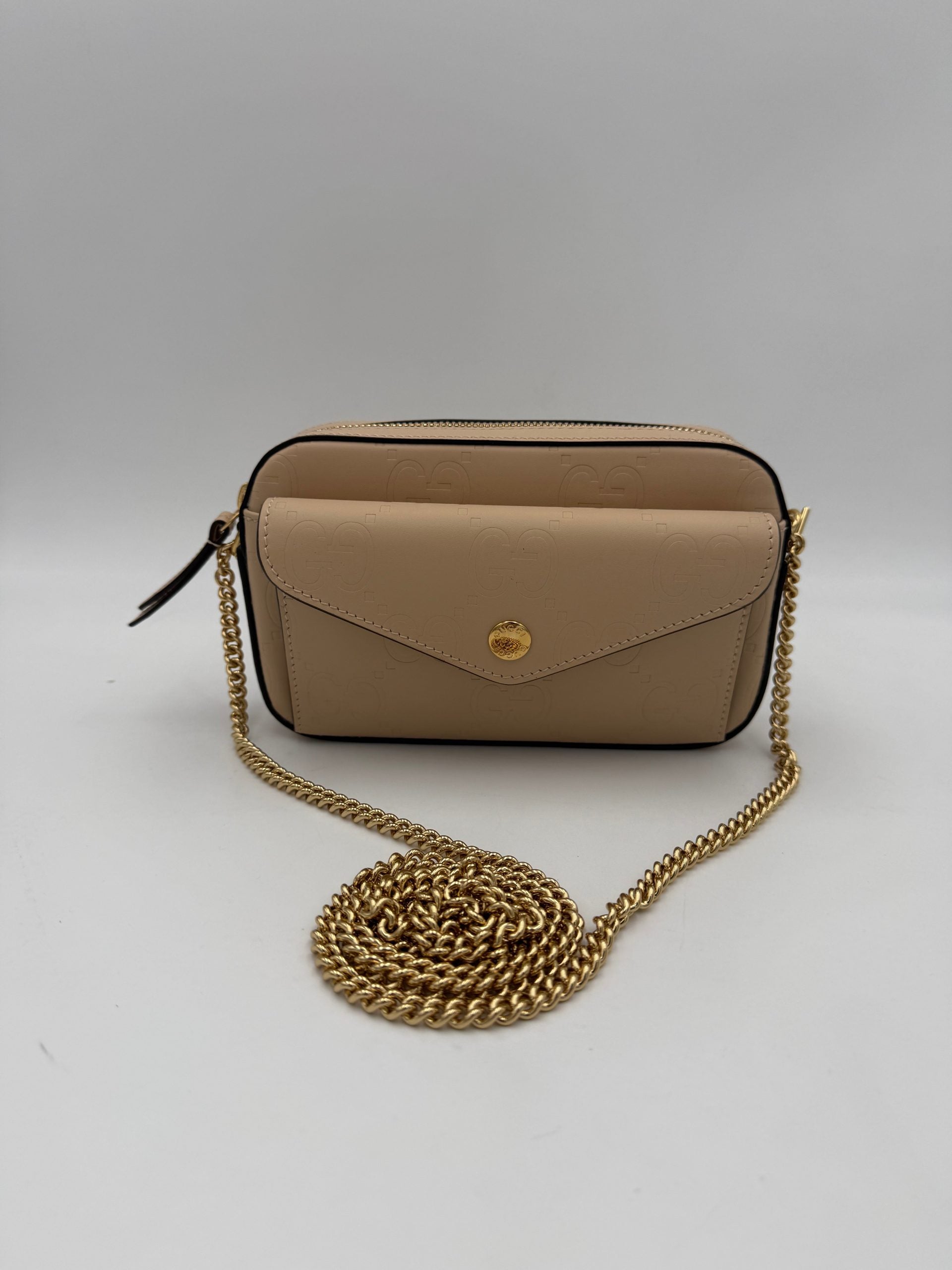 GUCCI GG Jumbo Beige with Front Pocket Shoulder Bag
