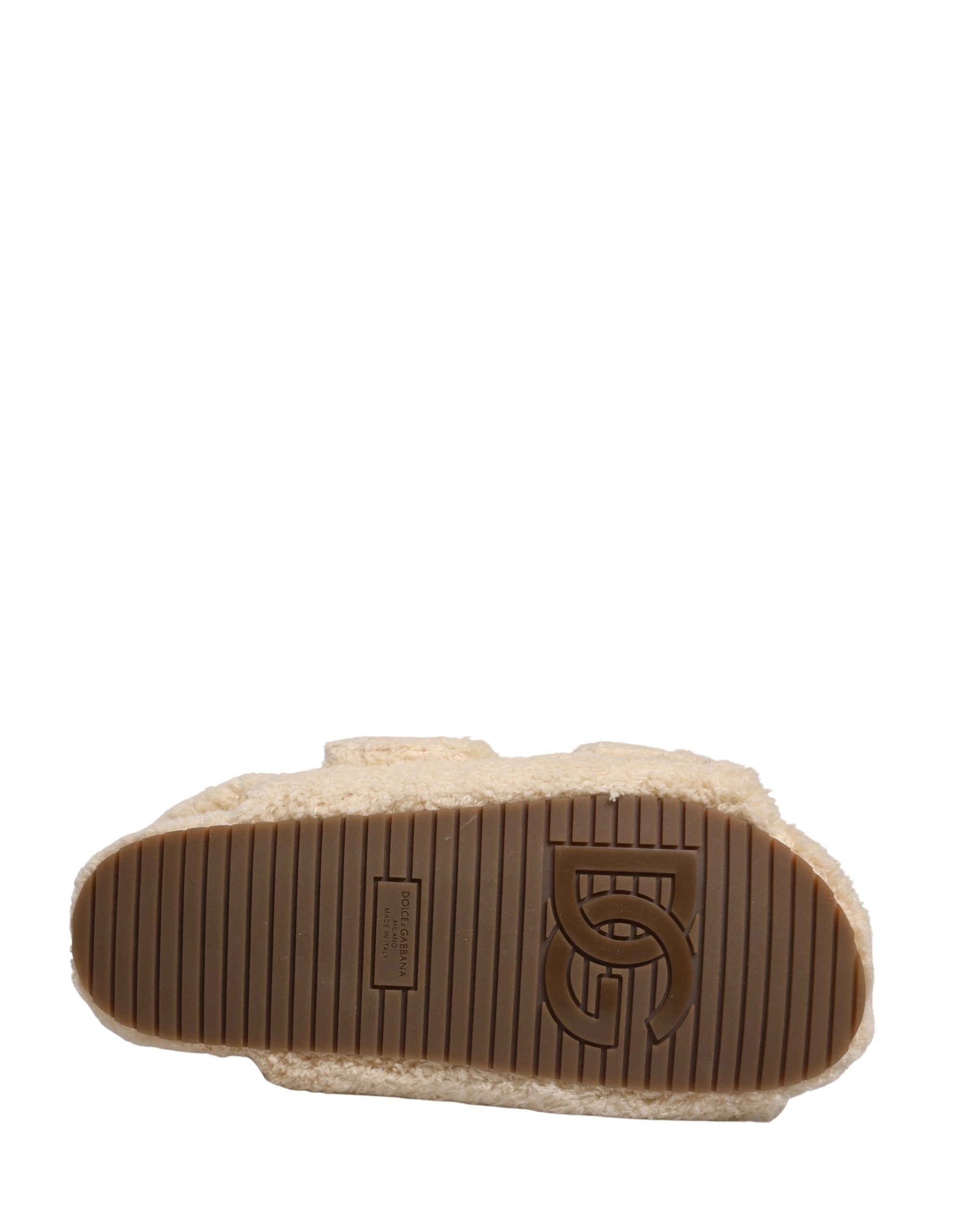 Beige Faux Fur Slides Men Flats Sandals Shoes